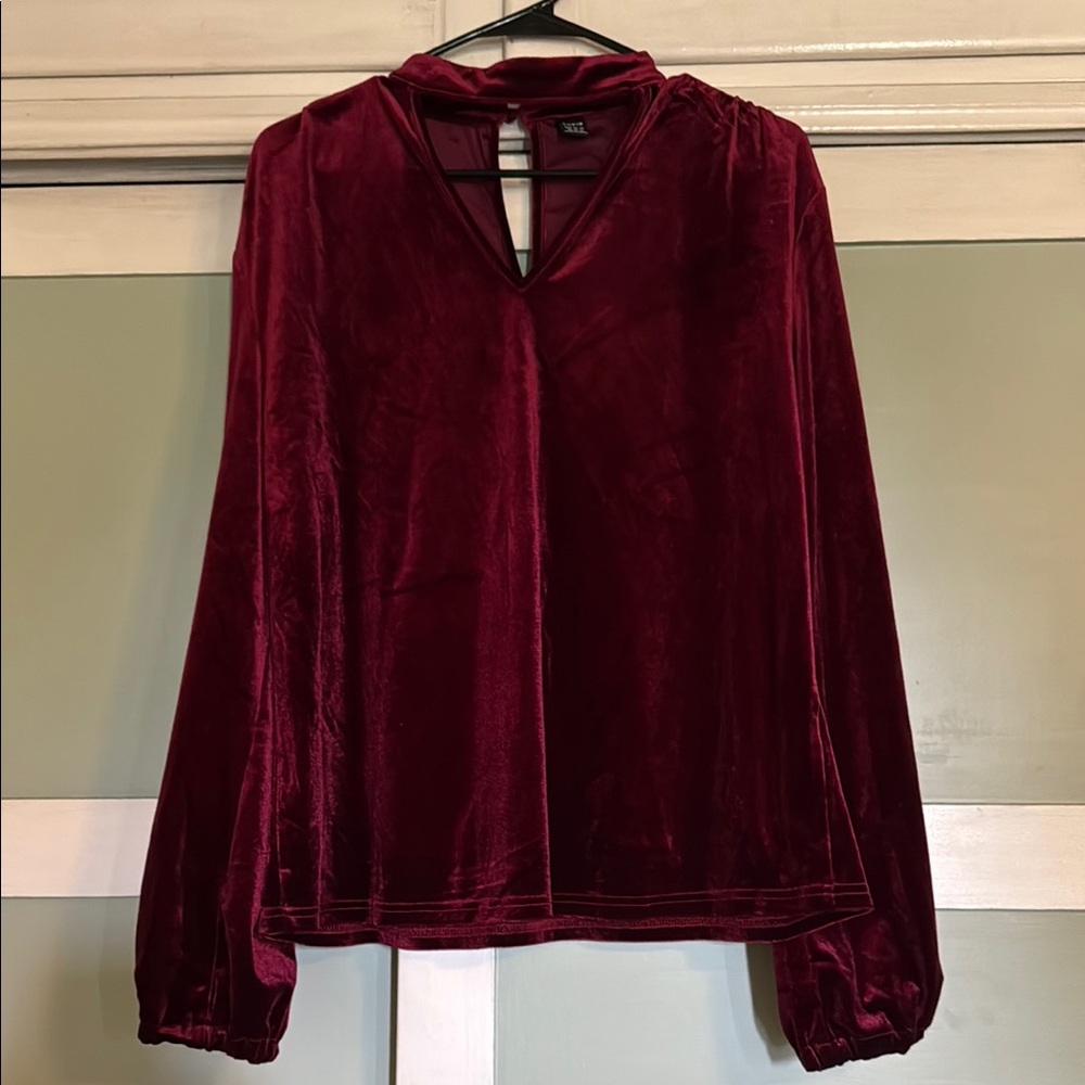 SHEIN Red Long Sleeve Relaxed Blouse